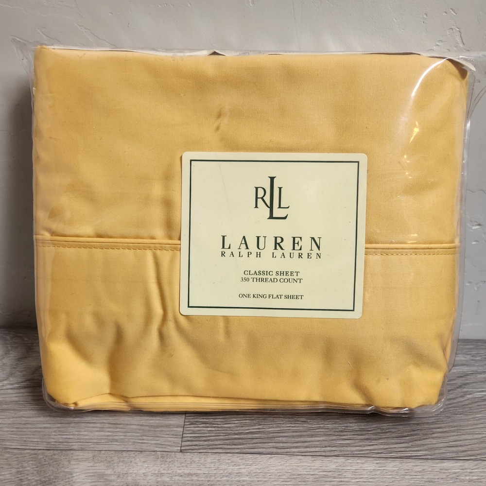 Lauren Ralph Lauren Yellow Flat Sheet King Classic 350 Thread Count Cotton Solid